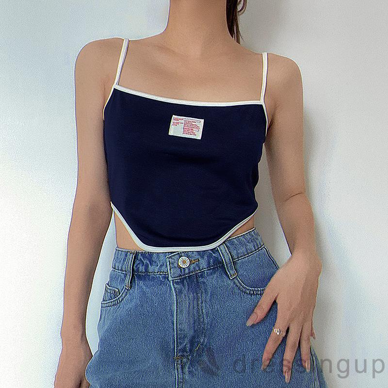 Áo Lửng Hai Dây Hở Lưng In Chữ Thời Trang Cho Nữ