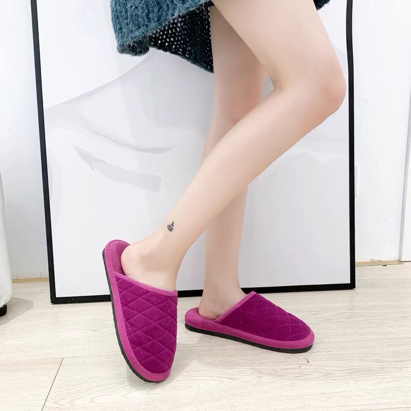 Dép Đi Trong Nhà Mùa Đông Nam Nữ Cute Dép Bông Gía Rẻ Đi Trong Nhà, Văn Phòng Đế Cao Su Mềm Nhẹ Ấm Áp