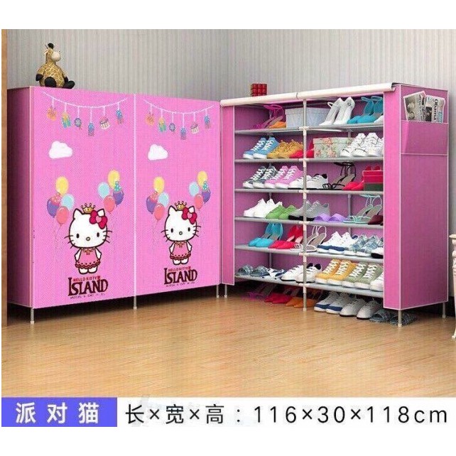 Tủ giày 7 tầng 12 ngăn ( tủ giày đôi ) Hello kitty MẪU 03