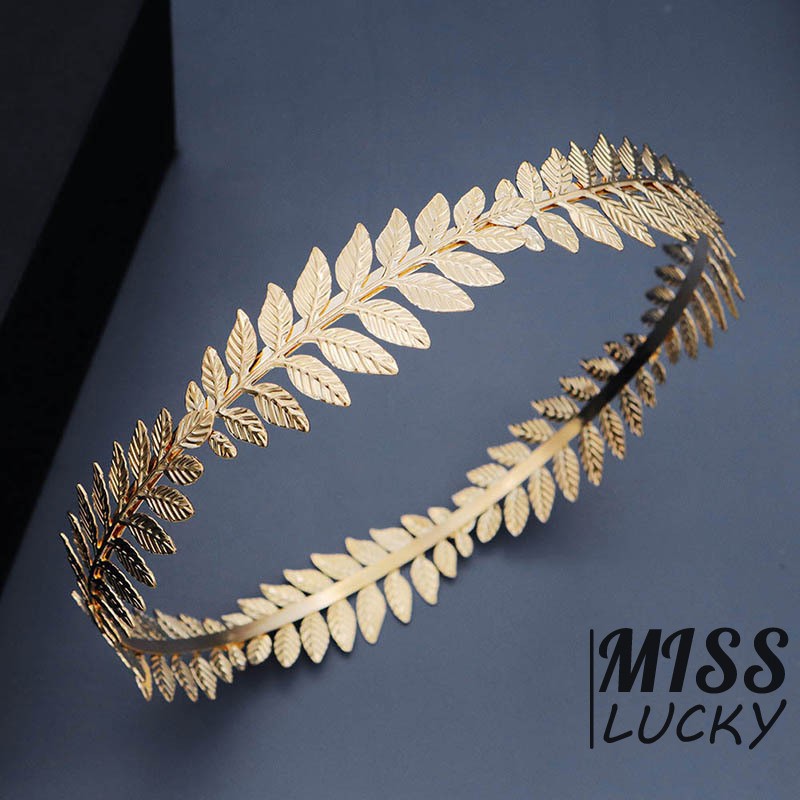 Băng Đô Hợp Kim Hình Nhánh Cây Ô Liu Phong Cách Retro Cho Nữ