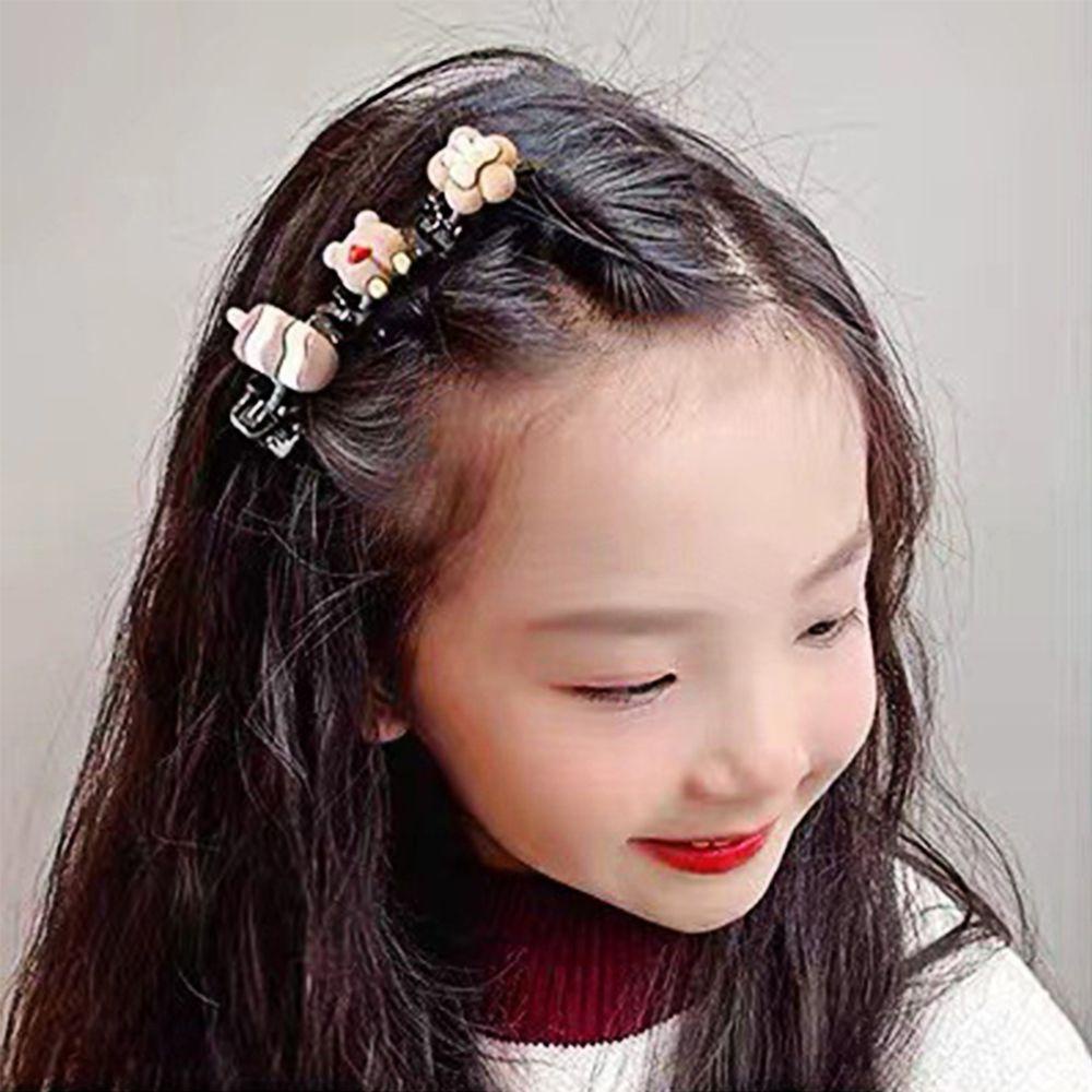 Kẹp Tóc Bện Hình Thỏ Màu Cà Phê Phong Cách Hàn Quốc Ngọt Ngào Cho Bé Gái