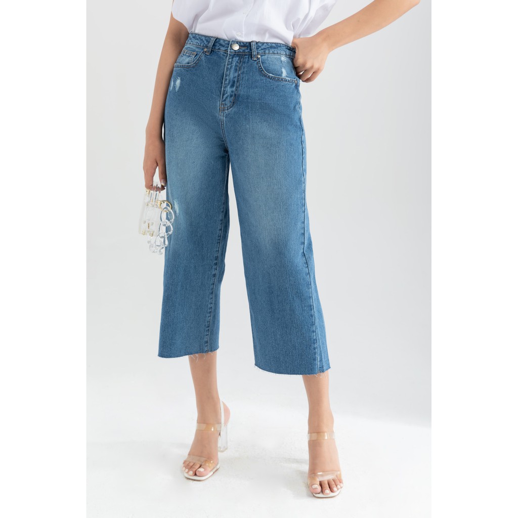 Quần Jeans nữ dáng culottes IVY moda MS 24B8028