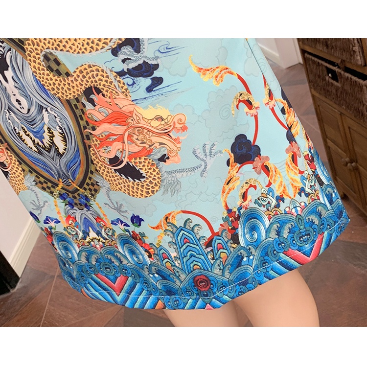 Đầm sườn xám Trung Hoa dáng chữ A tay lỡ thời trang nữ