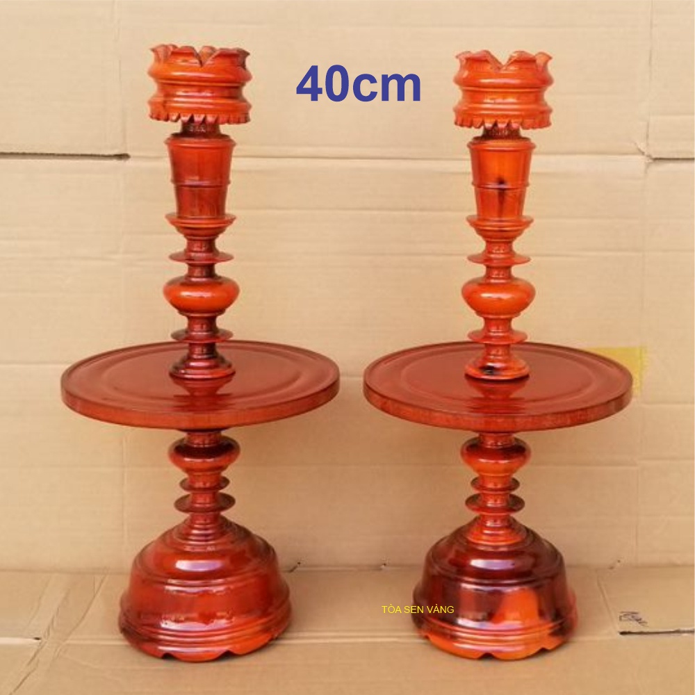 Cặp chân đèn gỗ - Chân Đèn Thờ , gỗ tràm bông vàng Cao 40cm - 50cm -60cm -70cm