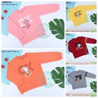 Dokma - áo cổ tròn dài tay chất nỉ da cá bt+bg 2-6y da507