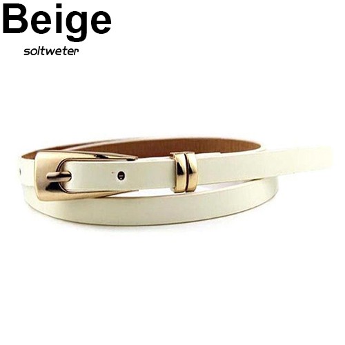 Thắt Lưng Da Màu Trơn Khóa Kim Loại Thời Trang Cho Nữ