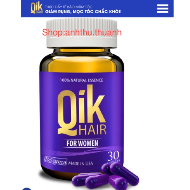 ✅ (CHÍNH HÃNG) QIK Hair for women - Cải thiện tình trạng rụng tóc, kích thích mọc tóc