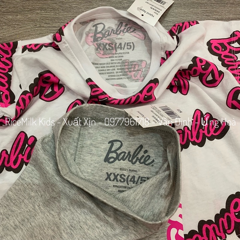 Bộ hè cotton cho bé gái BARBIE xuất dư xịn