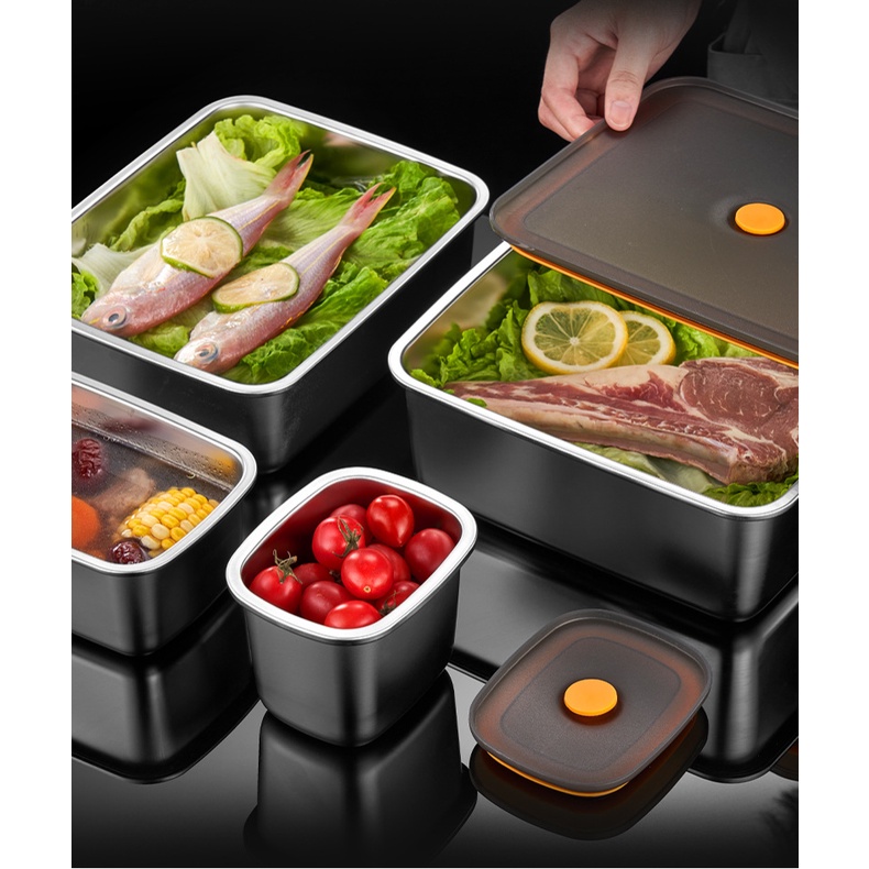 Hộp Đựng Thực Phẩm Bằng Thép Không Gỉ 304 Có Nắp Đậy Tiện Lợi