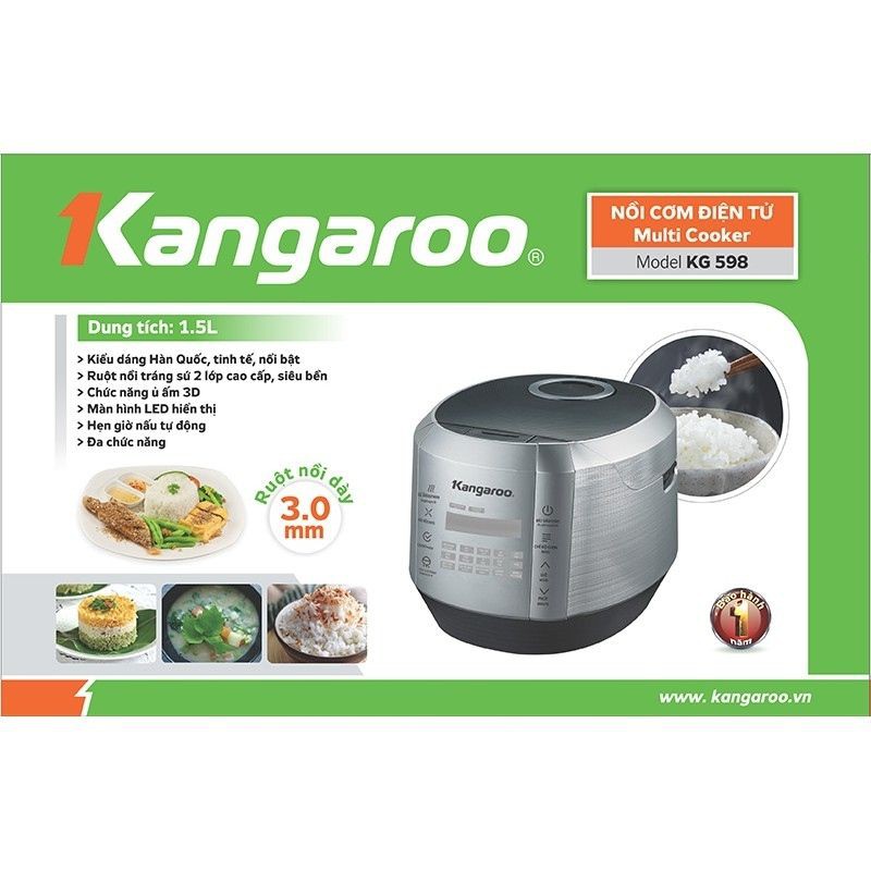 Nồi cơm điện tử kangaroo KG 598 ruột nồi dày 3mm