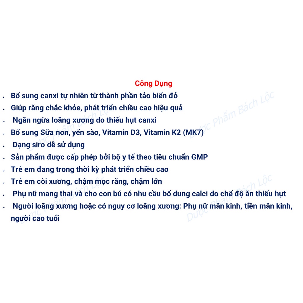 Canxi tăng chiều cao Bone Care Calcium Nano MK7 Bổ sung Sữa non, yến sào, Vitamin D3, Vitamin K2 giúp xương răng chắc