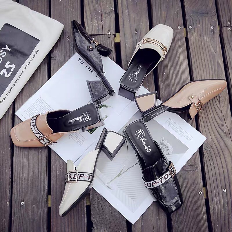 Hài sục da L1 gót 6cm⚡️ANDU STORE⚡️