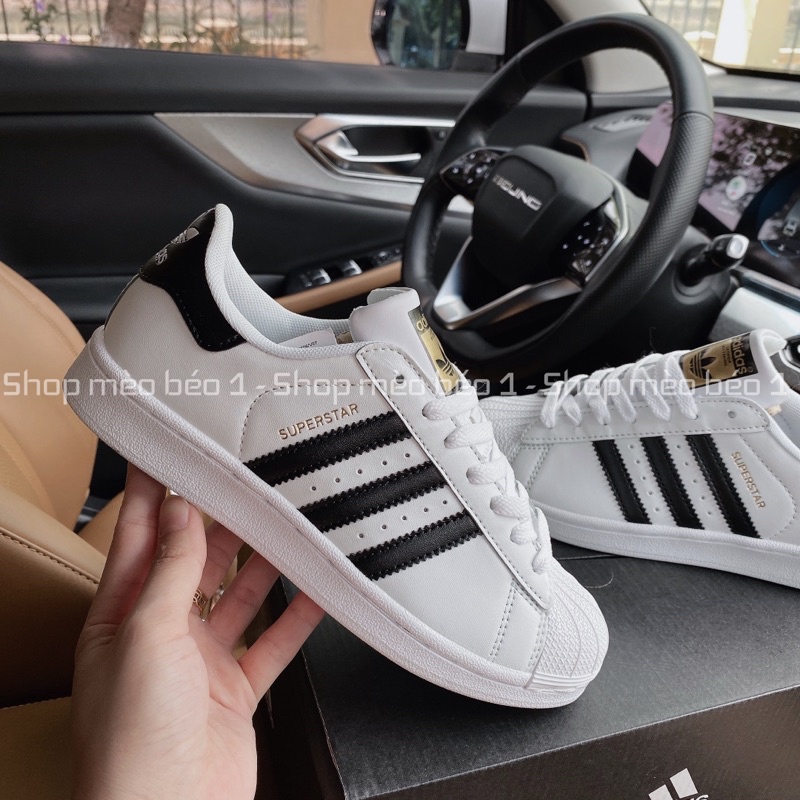 Giày thể thao das super star mũi sò kẻ sọc gáy đen fullbox