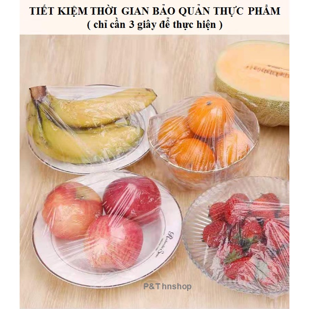 【COMBO 100, 200】Màng Bọc Thực Phẩm Có Chun Co Dãn Tái Sử Dụng Được Kèm Túi Gấu