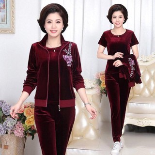 Bộ đồ trung niên nữ vải nhung hàng Quảng Châu