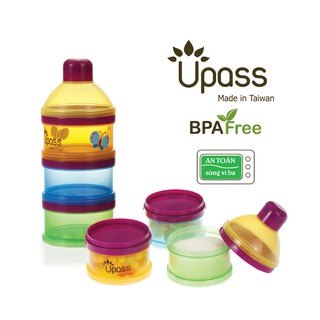 Hộp đựng sữa 3 ngăn bằng nhựa trong suốt không bpa có bộ chia upass up8011c