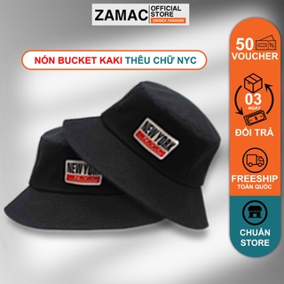 Nón Bucket nam nữ vành tròn ZAMAC thêu chữ New York City Đen ZN12