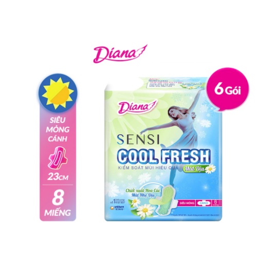 Combo 6 Gói Băng Vệ Sinh Diana Sensi Cool Fresh Mát Dịu Siêu Mỏng Cánh