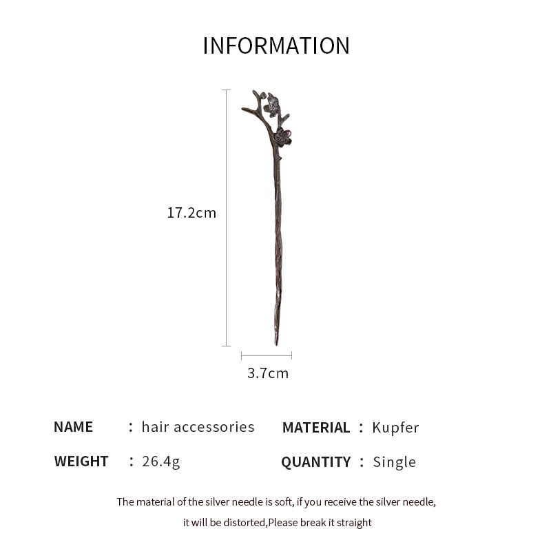 Kẹp Tóc Kim Loại Hình Cành Hoa Mận Phong Cách Mới