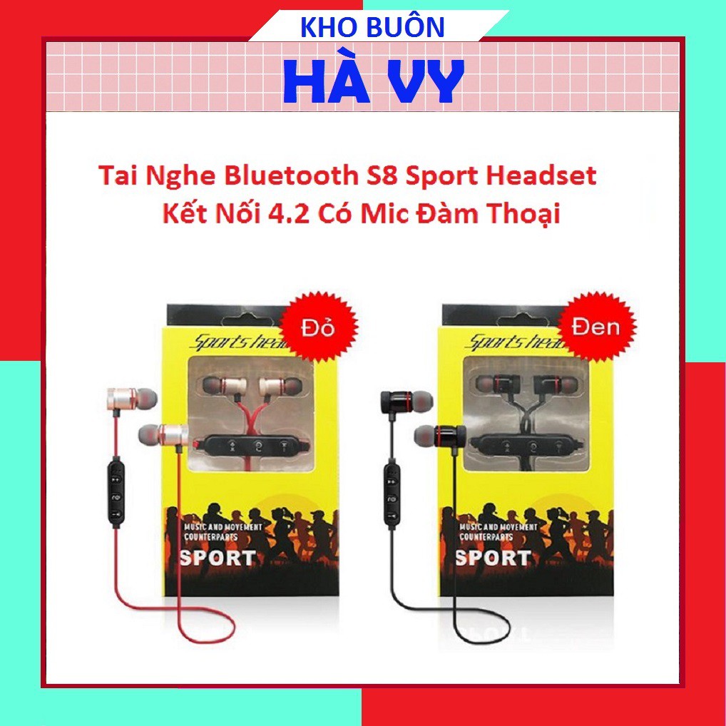 Tai Nghe Bluetooth Sport S8 – Âm Thanh Siêu Bass (ĐEN, ĐỎ)