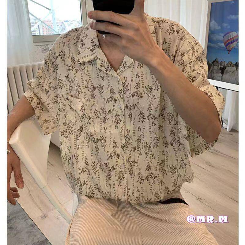 Áo sơ mi nam Áo Sơ Mi Tay Ngắn Áo sơ mi Hawaii Họa Tiết Hoa Phong Cách Thời Trang Mùa Hè Cho Nam