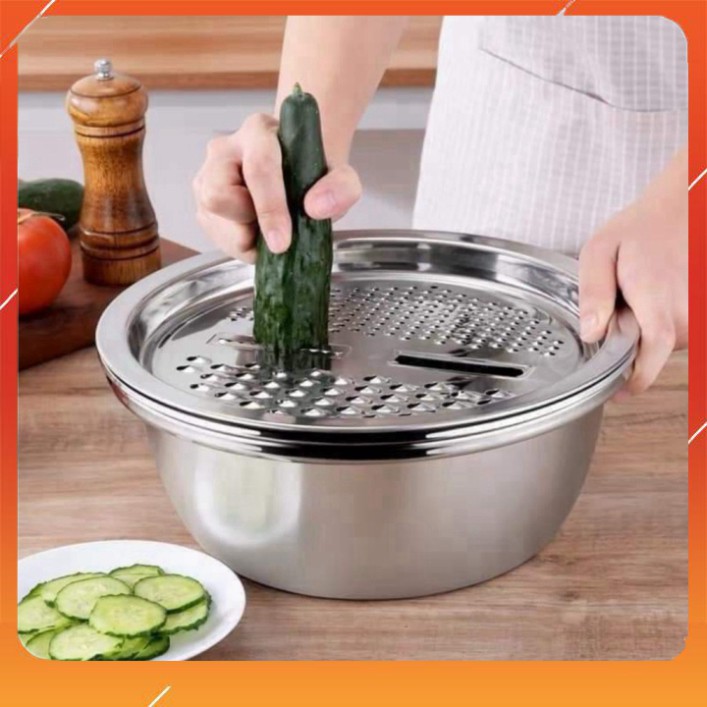 Sét Rổ Nạo INOX 3in1 Siêu Tiện Lợi