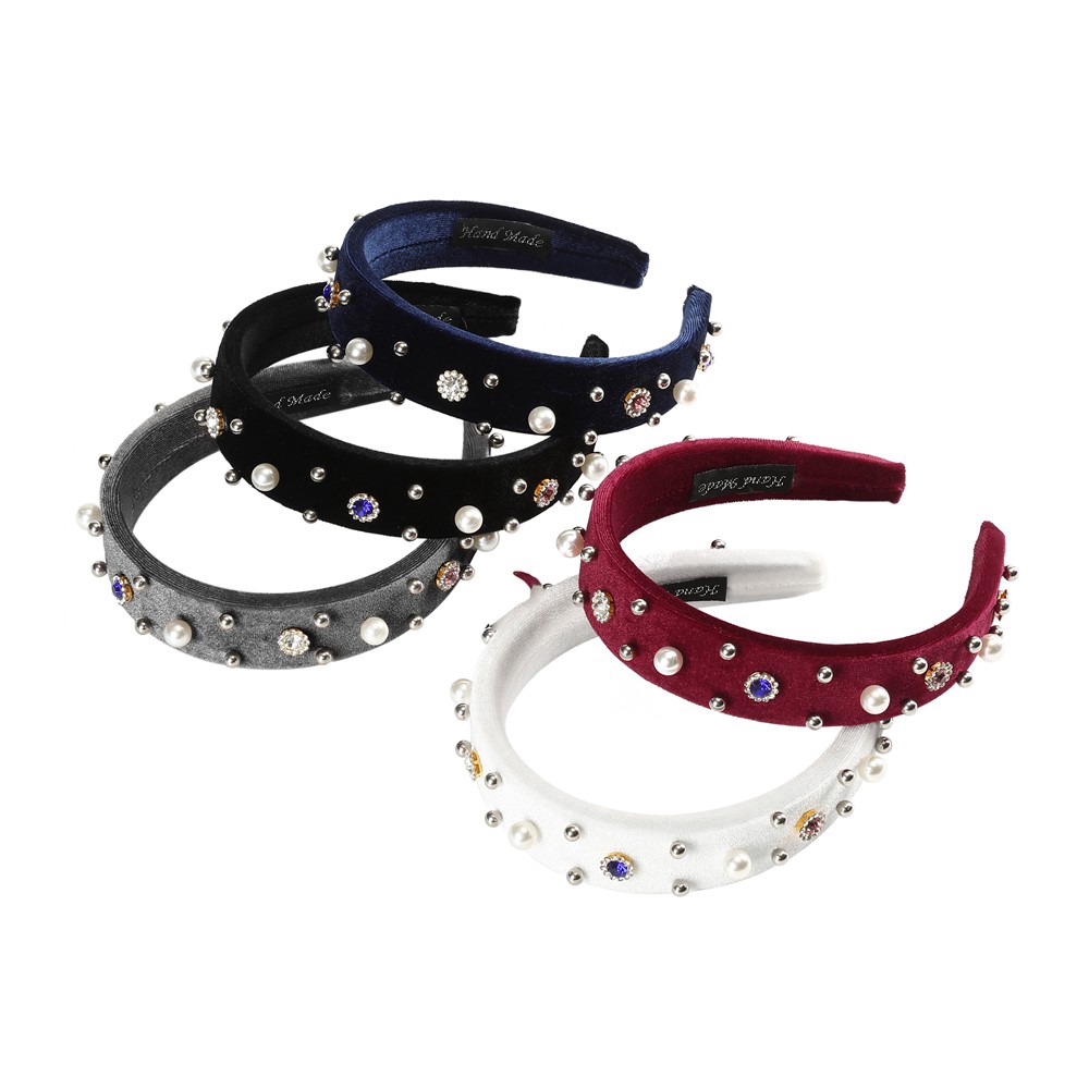 Băng Đô Vải Nhung Đính Ngọc Trai Thời Trang Hàn Quốc