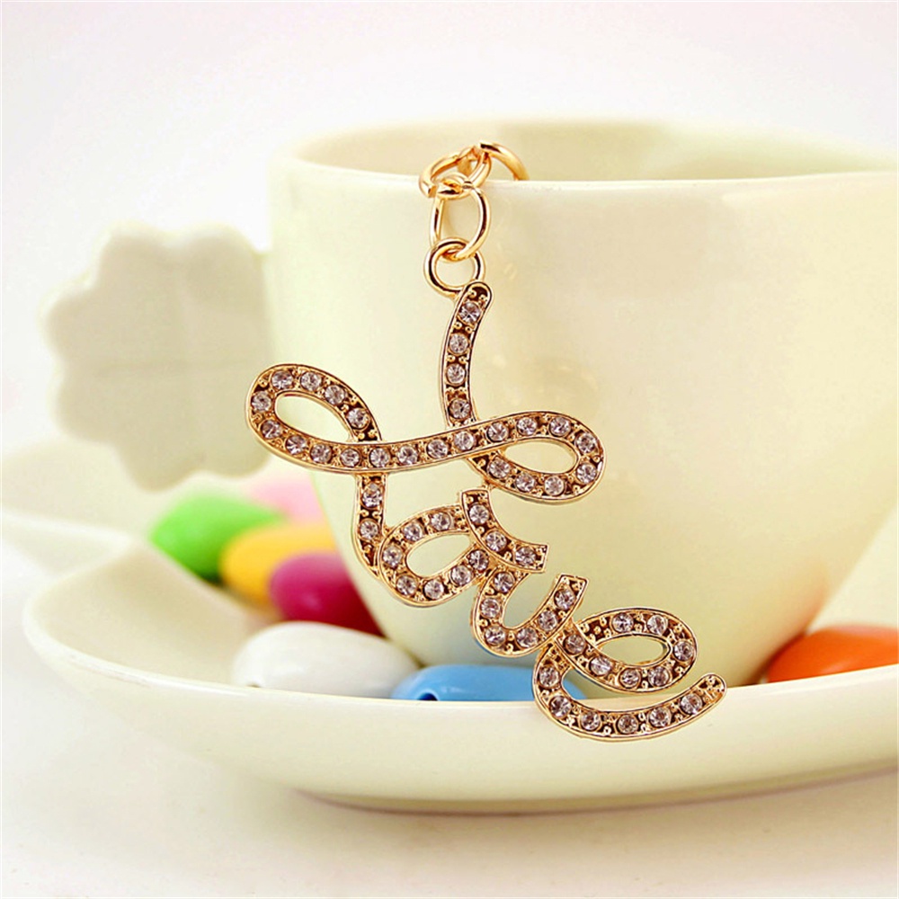 Phụ Kiện Móc Khóa Hình Chữ Love Đính Đá Sang Trọng