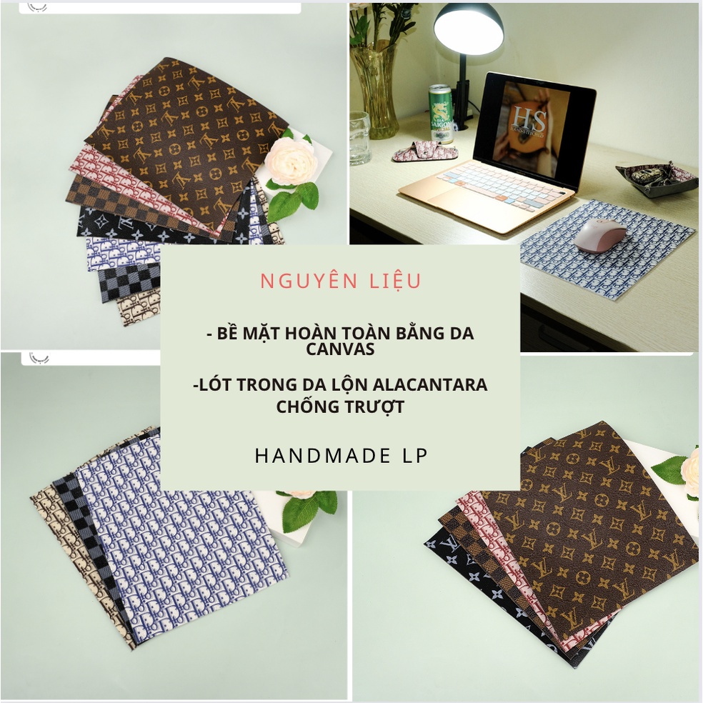 Lót chuột máy tính trang trí bàn làm việc văn phòng bằng da LV Dior cao cấp LOT