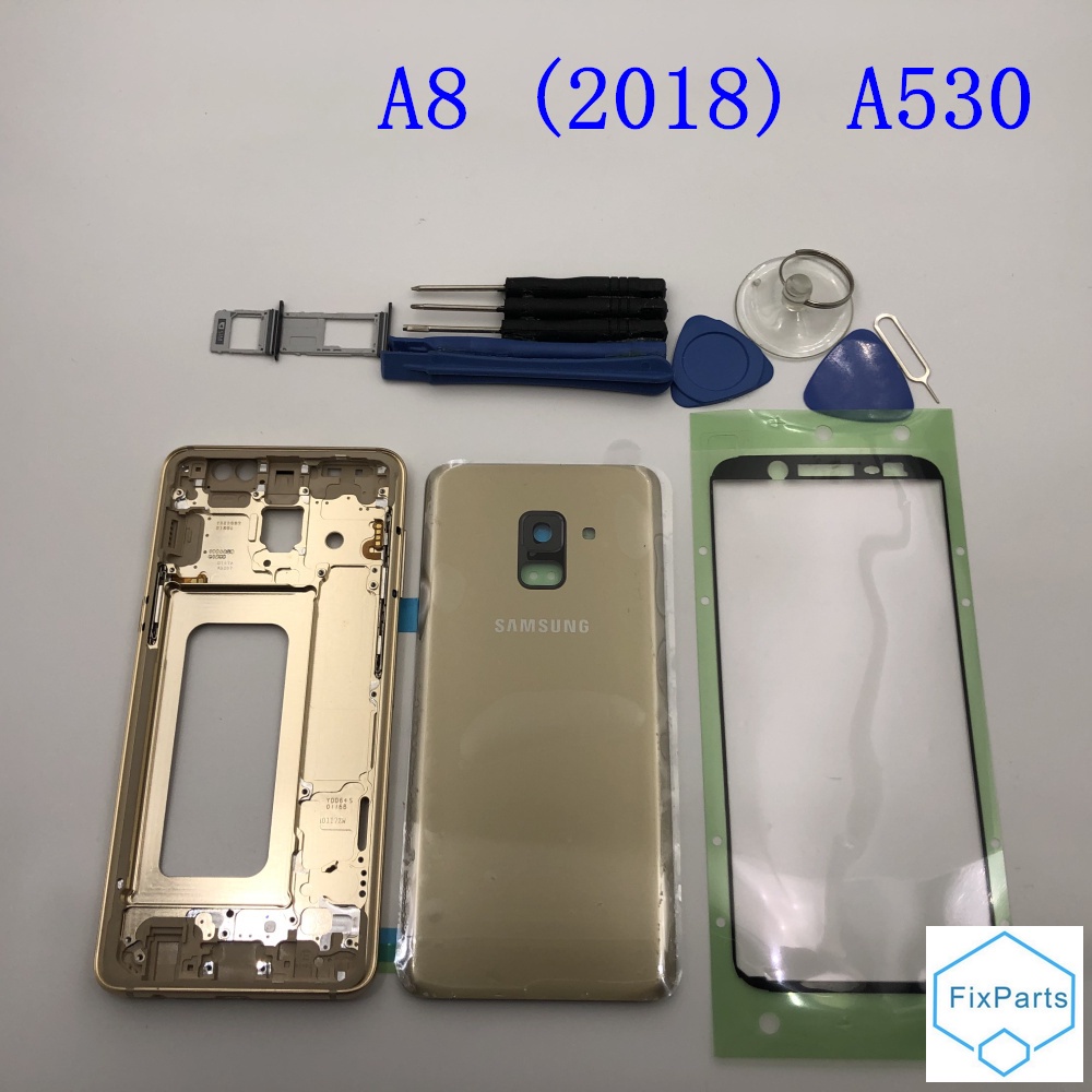 Ốp Điện Thoại Mặt Kính Viền Giữa Cho Samsung Galaxy A8 2018 SM-A530F/DS A8 Plus A730 A530 A730F