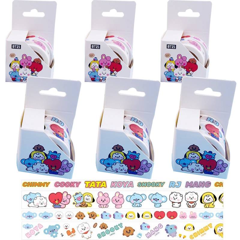 Set 2 Cuộn Băng Dính In Hình BTS BT21 Đáng Yêu Trang Trí Sổ Tay Diy