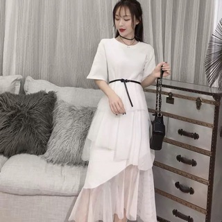 Váy liền chân voan xếp tầng, Order hàng Quảng châu