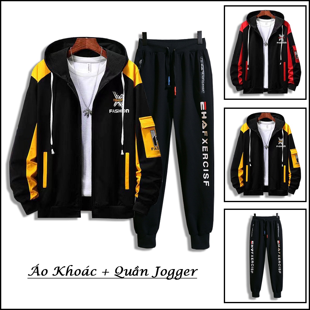 Bộ Đồ Nam Áo Khoác Nhẹ Có Mũ Trùm Đầu FASHION Kết Hợp Quần Jogger Bo Gấu Trẻ Trung SET NAM 90000181