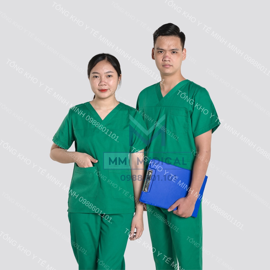 Bộ Scrubs cổ tim phòng mổ,  đồng phục Spa, phòng khám, Bác Sĩ, quần áo phòng mổ, đồng phục phẫu thuật VẢI THƯỜNG