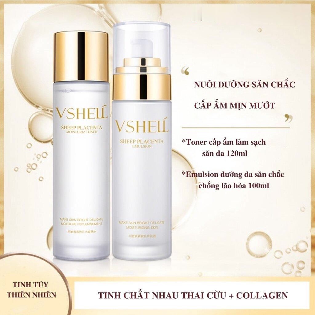 Bộ Chăm Sóc Da Nhau Thai Cừu Dưỡng Ẩm Trắng Da, Bộ Dưỡng Da Lão Hóa, Se Khít Lỗ Chân Lông, Toner Kem Dưỡng Da Mặ
