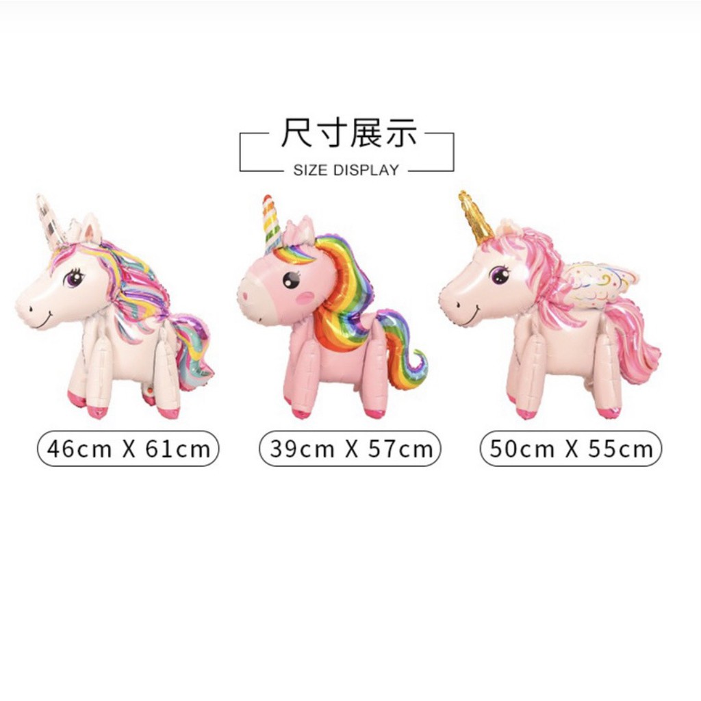 Bóng bay tráng nhôm ngựa pony 3D xinh xắn trang trí sinh nhật