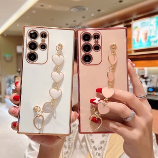 Ốp Điện Thoại Mềm Có Vòng Tay Trái Tim Cho Samsung Galaxy S20 S21 FE S22 S23 Plus Ultra S21FE 5G S21Ultra S 21 FE 4G