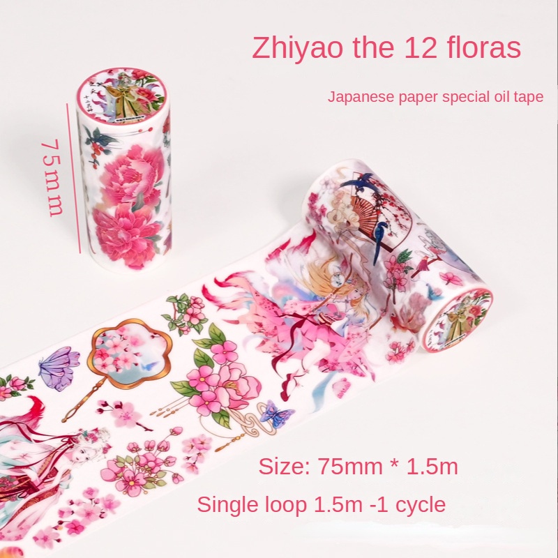Cuộn Băng Keo Giấy Washi Họa Tiết Hoạt Hình Sáng Tạo Trang Trí Thủ Công