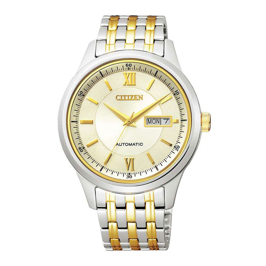 Đồng Hồ Citizen Nam Dây Kim Loại Máy Cơ-Automatic NY4056-58P - Mặt Vàng (40mm)