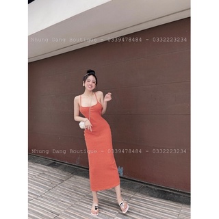 Váy Body Kẻ 2s Xẻ Gấu