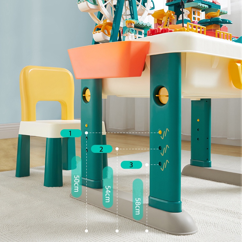 Bàn lắp ráp LEGO, xếp hình khối xây dựng cho bé gấp gọn thành vali, đồ chơi trí tuệ, đồ chơi thông minh