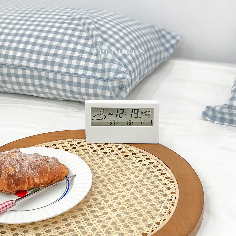 Đồng Hồ Báo Thức Điện Tử Đa Năng Không In Họa Tiết Phong Cách Nhật Bản Trong Suốt Có Đèn LED Đo Nhiệt Độ