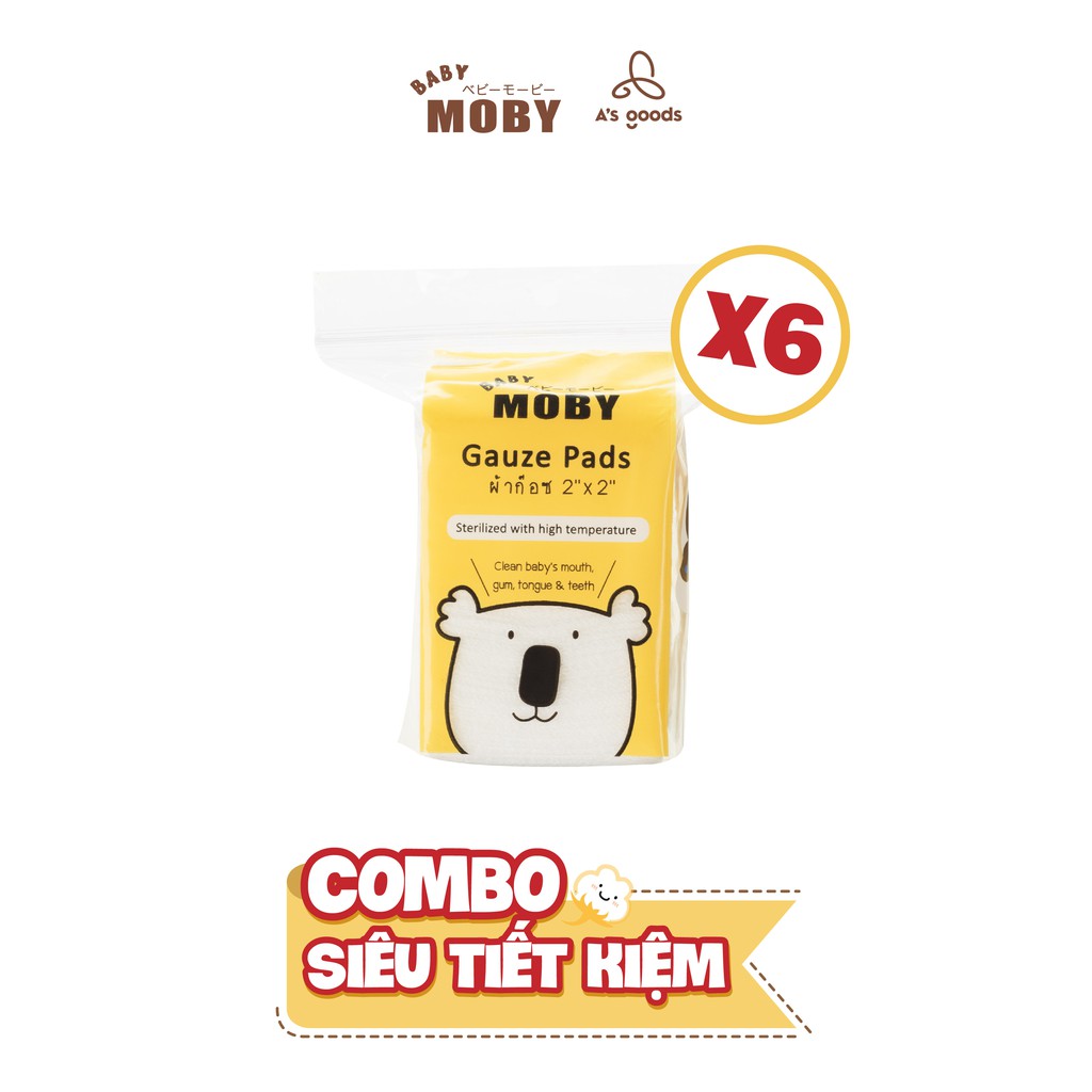 [COMBO SIÊU TIẾT KIỆM] Combo 06 Gói gạc rơ lưỡi Moby (50 miếng/gói)