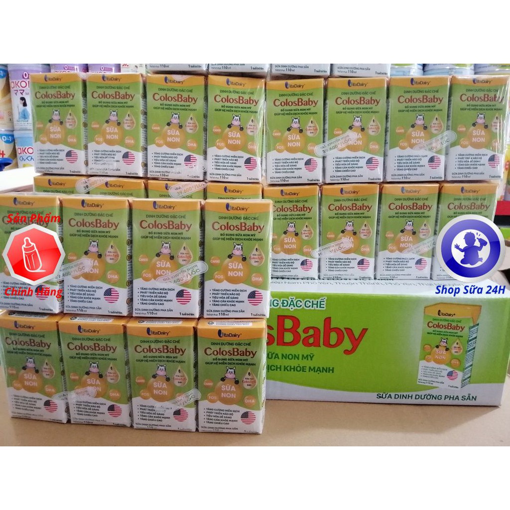 [Mã 267FMCGSALE giảm 8% đơn 500K] [DATE 2021] 1 Thùng 48 Hộp Sữa Bột Pha Sẵn Colosbaby Loại 110ml/1 hộp