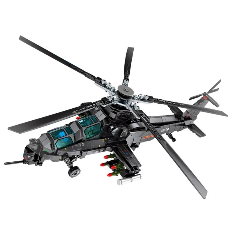 Đồ chơi Lắp ráp Mô hình SEMBO 202119 Military Gunship Armed Helicopter 3D Modle Bricks Fighter Tt 704PCS máy bay