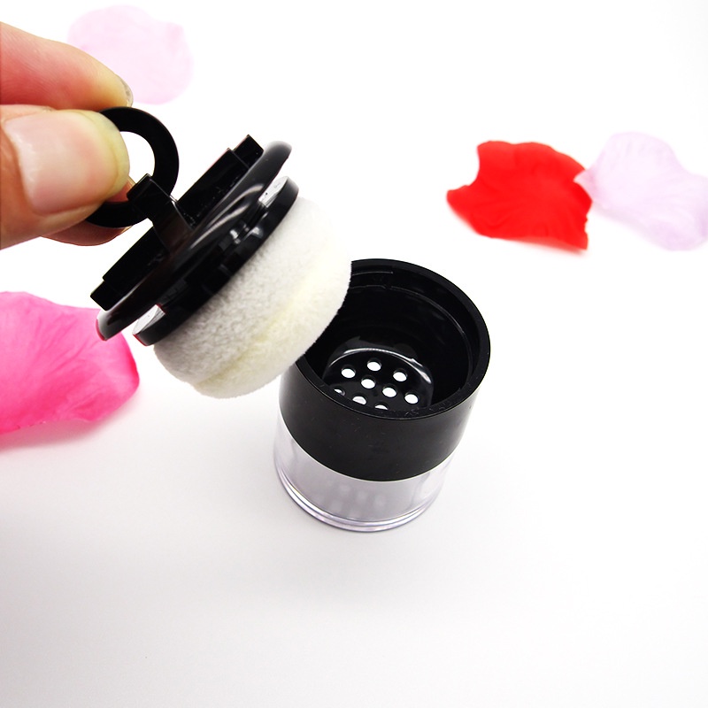 Hộp Nhựa Rỗng 10g Đựng Phấn Má Hồng Kèm Nắp Đậy Màu Đen