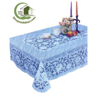 Khăn trải bàn 140cm x 180cm màu xanh dương nhạt - Khăn bằng nhựa không thấm nước