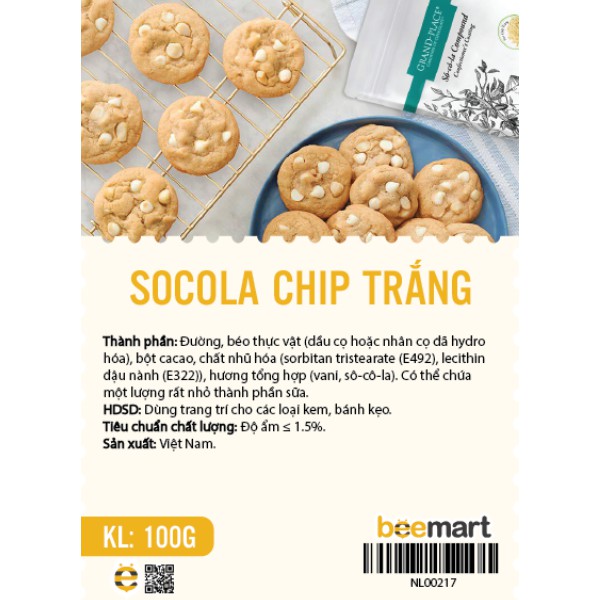 Socola chip trắng 100gr (ship xa có nguy cơ bị chảy)