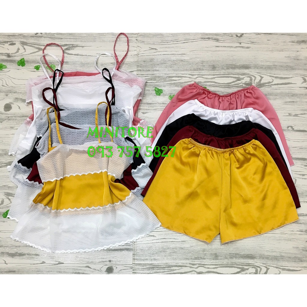[SIZE dưới 55KG] Bộ mặc nhà satin siêu cưng mát mịn không nhăn, mặc nhà mặc ngủ-Bộ Satin ren 2 tầng