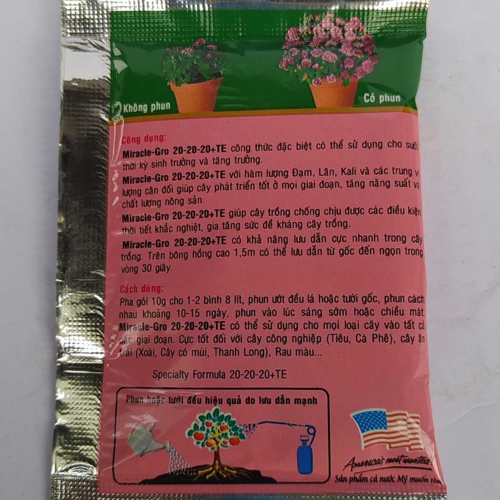 Combo bộ ba Phân Bón Lá Miracle - Gro (30-10-10) - (15-30-15) - (20-20-20)